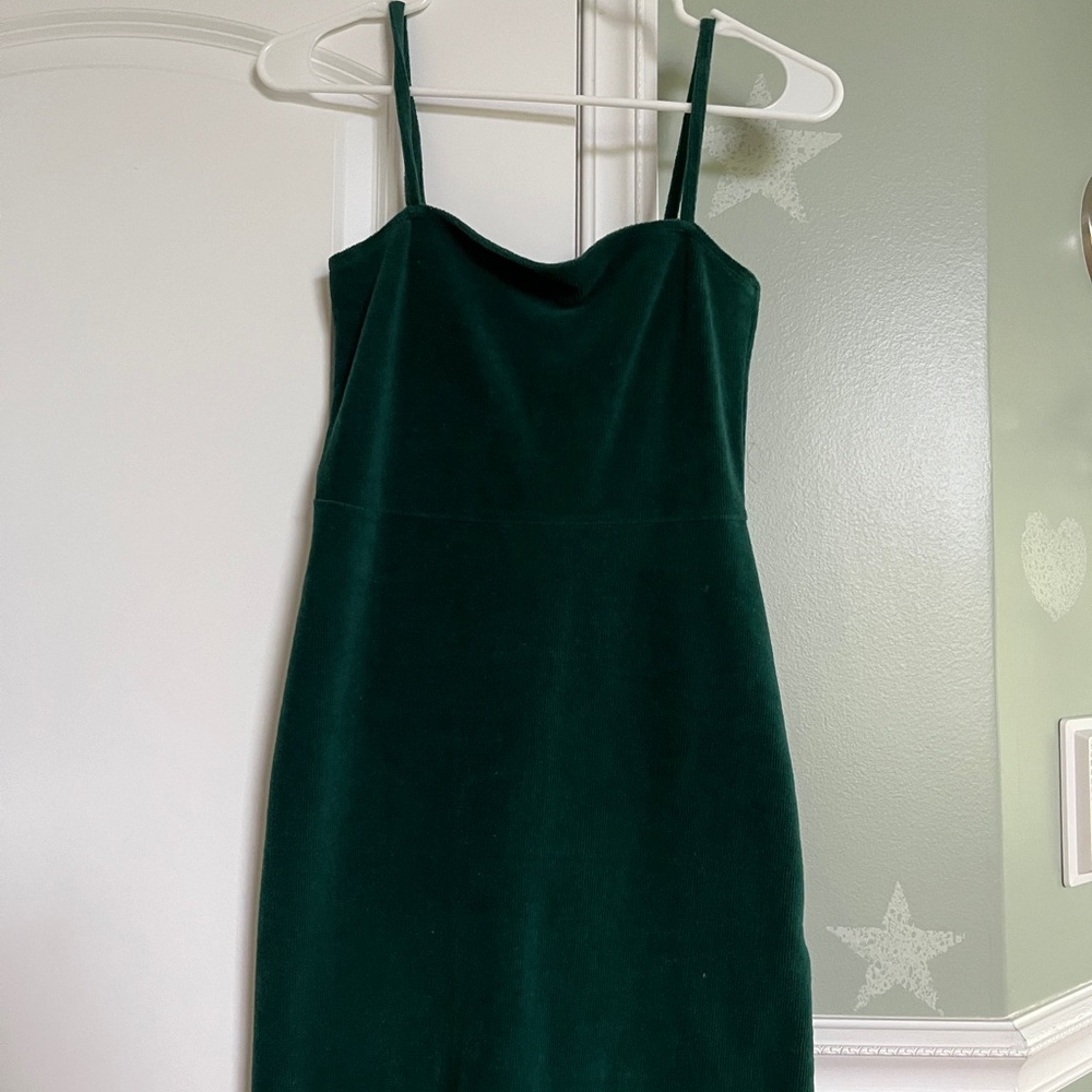 medium forever 21 forest green suede spaghetti strap mini dress